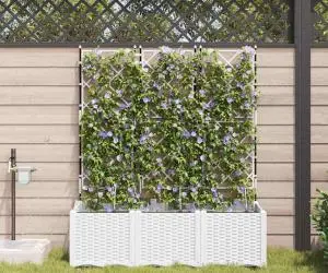 vidaXL Ghivece de Grădină 1 buc Zăbrele Alb 120 x 40 x 142 cm Plastic