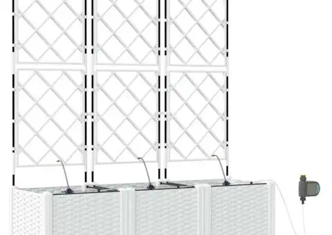 Ghivece de Grădină 1 buc Zăbrele Alb 120 x 40 x 142 cm Plastic - 2/5