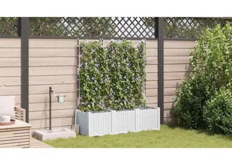 Ghivece de Grădină 1 buc Zăbrele Alb 120 x 40 x 142 cm Plastic - 4/5