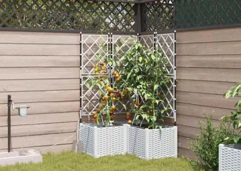 Ghivece de Grădină 1 buc Zăbrele Alb 80 x 80 x 142 cm Plastic - 1/5