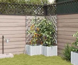 vidaXL Ghivece de Grădină 1 buc Zăbrele Alb 80 x 80 x 142 cm Plastic