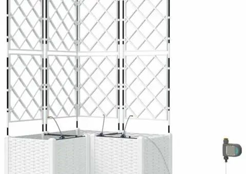 Ghivece de Grădină 1 buc Zăbrele Alb 80 x 80 x 142 cm Plastic - 2/5