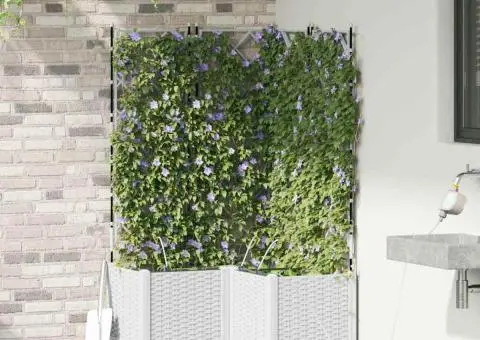 Ghivece de Grădină 1 buc Zăbrele Alb 80 x 80 x 142 cm Plastic - 3/5