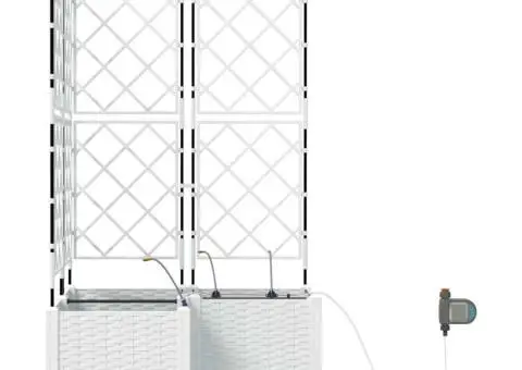 Ghivece de Grădină 1 buc Zăbrele Alb 80 x 80 x 142 cm Plastic - 4/5