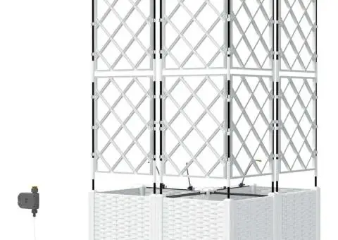 Ghivece de Grădină 1 buc Zăbrele Alb 80 x 80 x 142 cm Plastic - 5/5