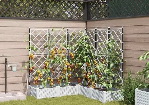 Ghivece de Grădină 1 buc Zăbrele Alb 120 x 120 x 126 cm Plastic - 1/5