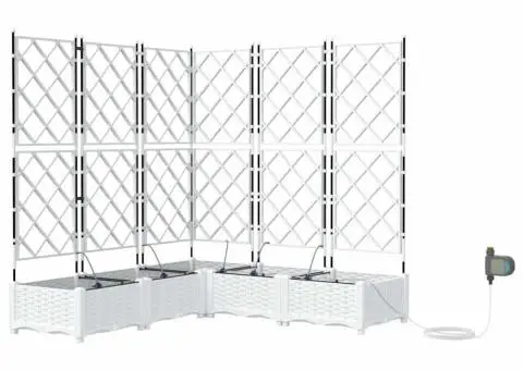 Ghivece de Grădină 1 buc Zăbrele Alb 120 x 120 x 126 cm Plastic - 2/5