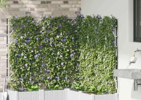 Ghivece de Grădină 1 buc Zăbrele Alb 120 x 120 x 126 cm Plastic - 3/5