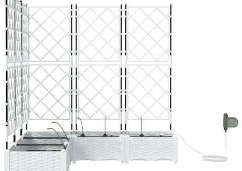 Ghivece de Grădină 1 buc Zăbrele Alb 120 x 120 x 126 cm Plastic - 4/5