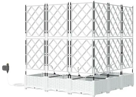 Ghivece de Grădină 1 buc Zăbrele Alb 120 x 120 x 126 cm Plastic - 5/5