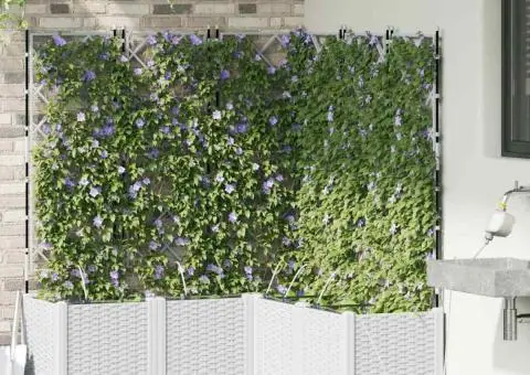 Ghivece pentru grădină Zăbrele Alb 120 x 120 x 142 cm Plastic - 3/5