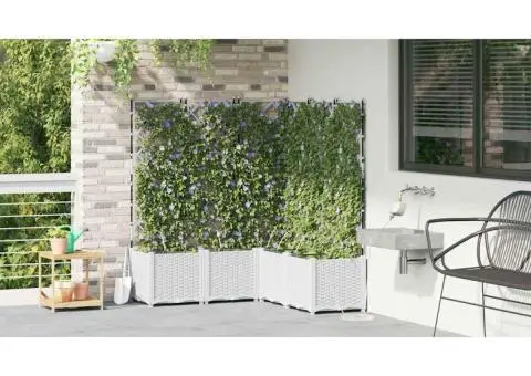 Ghivece pentru grădină Zăbrele Alb 120 x 120 x 142 cm Plastic - 4/5