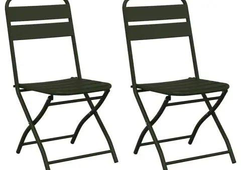Scaune de grădină pliabile 2 buc Dark Green 42x52x82 cm Oțel vopsit - 2/5