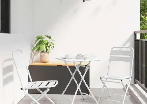 Scaune de grădină pliabile 2 bucăți Alb Oțel - 1/5