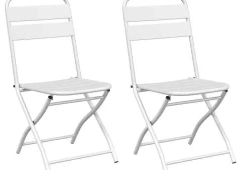 Scaune de grădină pliabile 2 bucăți Alb Oțel - 2/5