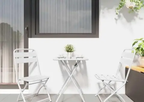 Scaune de grădină pliabile 2 bucăți Alb Oțel - 3/5