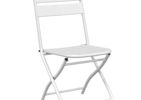 Scaune de grădină pliabile 2 bucăți Alb Oțel - 4/5