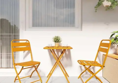 Scaune de grădină pliabile 2 buc Muștar 42x52x82 cm Oțel vopsit - 3/5