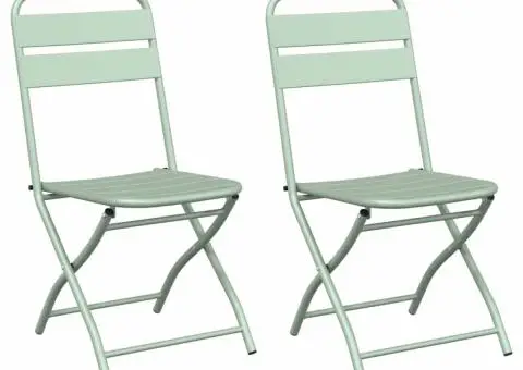 Scaune pliabile pentru grădină 2 bucăți Mint deschis 42x52x82 cm Oțel vopsit electrostatic - 2/5