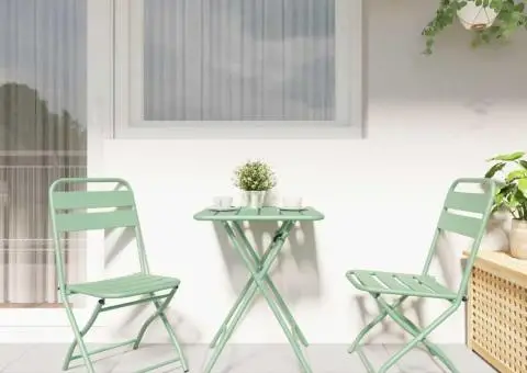 Scaune pliabile pentru grădină 2 bucăți Mint deschis 42x52x82 cm Oțel vopsit electrostatic - 3/5