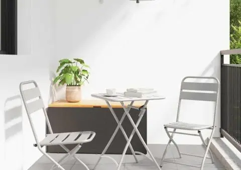 Scaune de Grădină Pliabile 2 buc Bej 42x52x82 cm Oțel vopsit electrostatic - 1/5