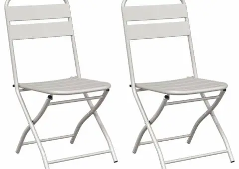 Scaune de Grădină Pliabile 2 buc Bej 42x52x82 cm Oțel vopsit electrostatic - 2/5