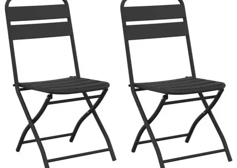 Scaune de Grădină Pliabile 2 buc Antracit 42x52x82 cm Oțel vopsit electrostatic - 2/5