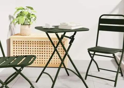 Masă de grădină pliabilă, verde închis, 55x55x73 cm, oțel - 1/5