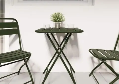Masă de grădină pliabilă, verde închis, 55x55x73 cm, oțel - 3/5