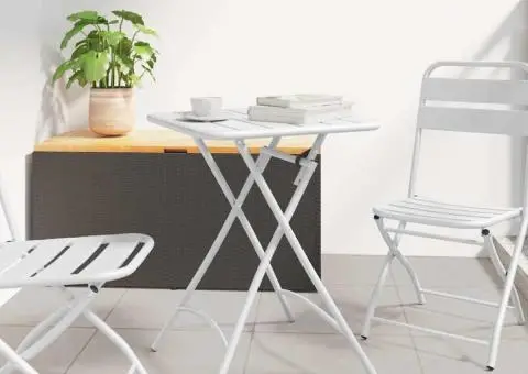 Masă de grădină pliabilă, alb, 55x55x73 cm, oțel - 1/5