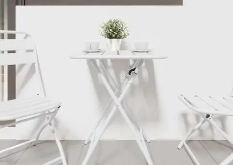 Masă de grădină pliabilă, alb, 55x55x73 cm, oțel - 3/5