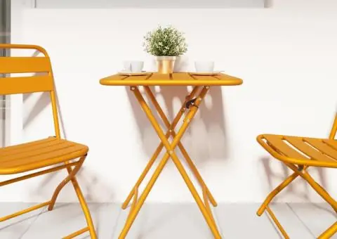 Masă de grădină pliabilă, galben muștar, 55x55x73 cm, oțel - 3/5