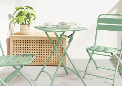 Masă de grădină pliabilă, verde mentă deschis, 55x55x73 cm oțel - 1/5