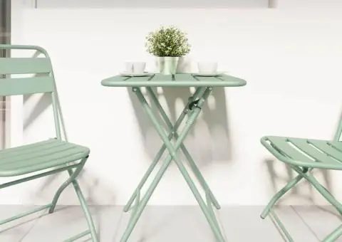 Masă de grădină pliabilă, verde mentă deschis, 55x55x73 cm oțel - 3/5