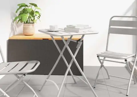 Masă de grădină pliabilă, bej, 55x55x73 cm, oțel - 1/5