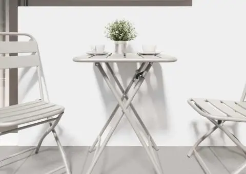 Masă de grădină pliabilă, bej, 55x55x73 cm, oțel - 3/5