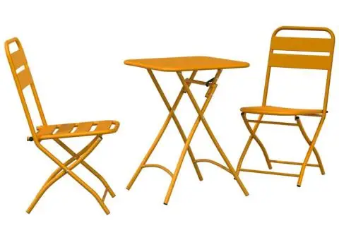 Set bistro pliabil, 3 piese, galben muștar, oțel - 2/5