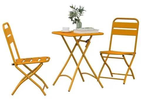 Set bistro pliabil, 3 piese, galben muștar, oțel - 3/5