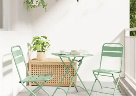 Set bistro pliabil, 3 piese, verde mentă deschis, oțel - 1/5