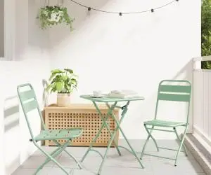 vidaXL Set bistro pliabil, 3 piese, verde mentă deschis, oțel