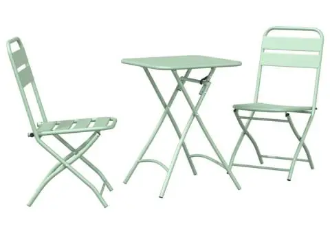 Set bistro pliabil, 3 piese, verde mentă deschis, oțel - 2/5