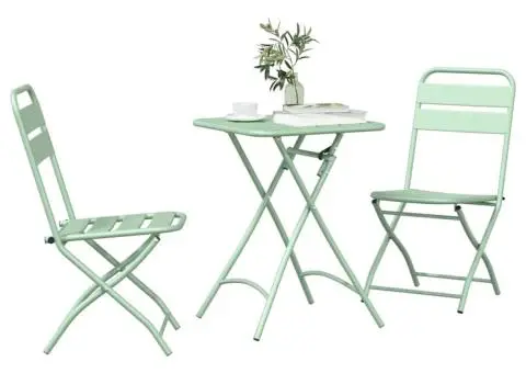 Set bistro pliabil, 3 piese, verde mentă deschis, oțel - 3/5