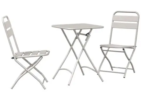 Set bistro pliabil, 3 piese, bej, oțel - 2/5