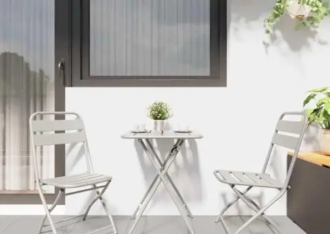 Set bistro pliabil, 3 piese, bej, oțel - 4/5