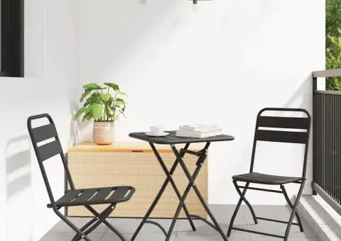 Set bistro pliabil, 3 piese, antracit, oțel - 1/5