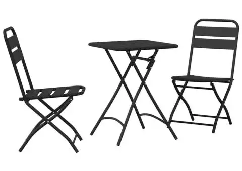 Set bistro pliabil, 3 piese, antracit, oțel - 2/5