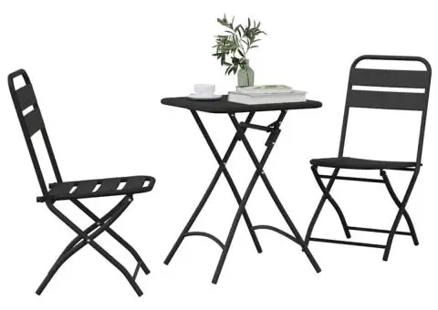 Set bistro pliabil, 3 piese, antracit, oțel - 3/5