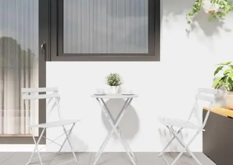 Scaune de grădină pliabile, 2 buc., alb, oțel - 3/5