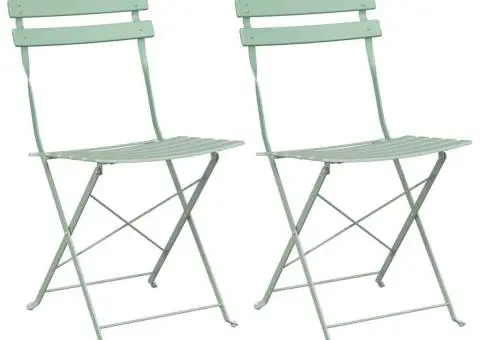 Scaune de grădină pliabile, 2 buc., verde mentă deschis, oțel - 2/5