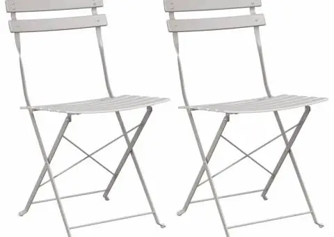 Scaune de grădină pliabile, 2 buc., bej, oțel - 2/5